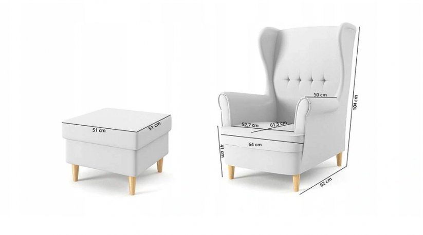 Udobna fotelja s tabureom u boji mentola