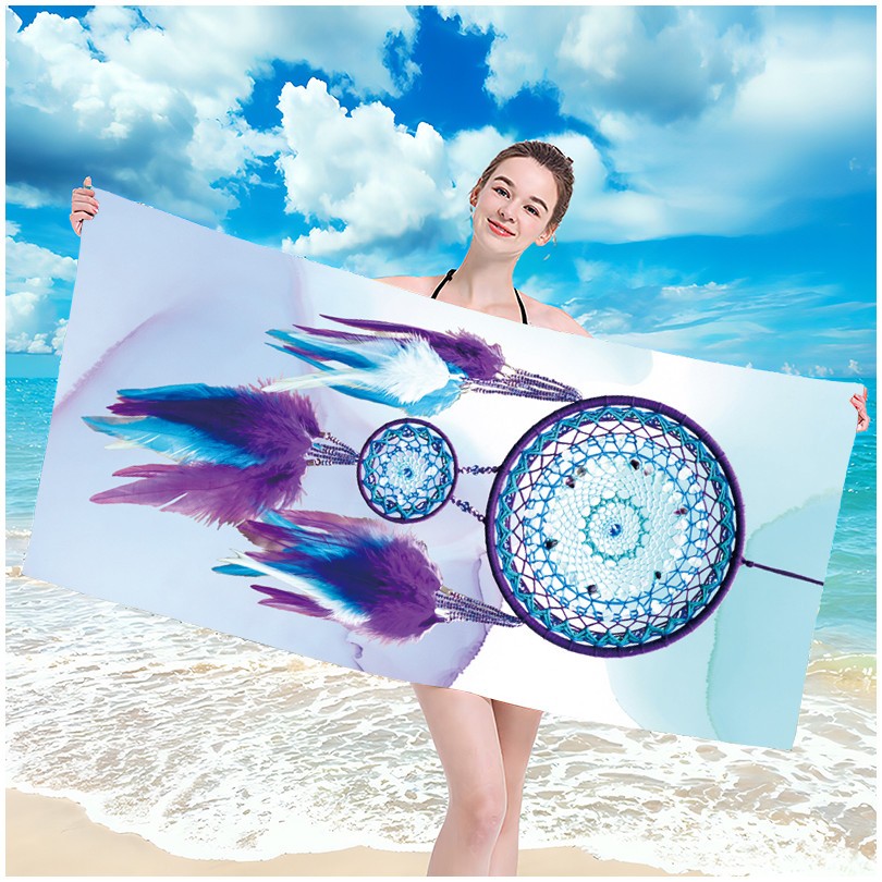 Плажна кърпа с лилав ловец на сънища, 100 х 180 см