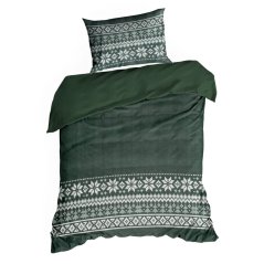 Lenjerie de pat din microfibră cu un model scandinav de iarnă, verde închis