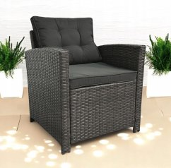 Set dvoch záhradných kresiel z technoratanu SFS020-SC - sivé + sivé vankúše
