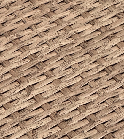 Ratanová súprava so stolíkom a 2 kreslami - prírodná hnedá + sivé vankúše