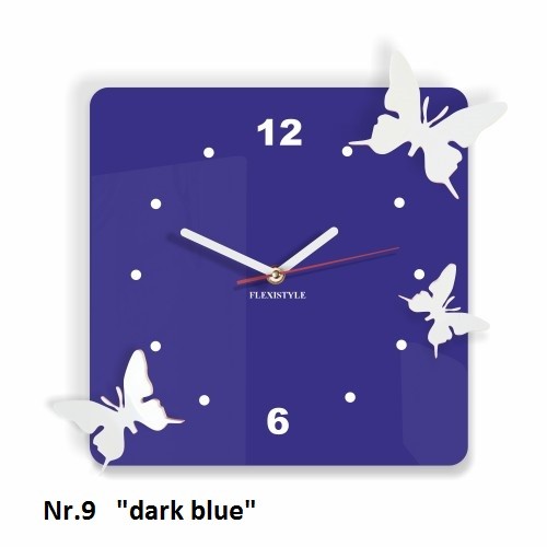 Červené nástenné hodiny 3D motýliky