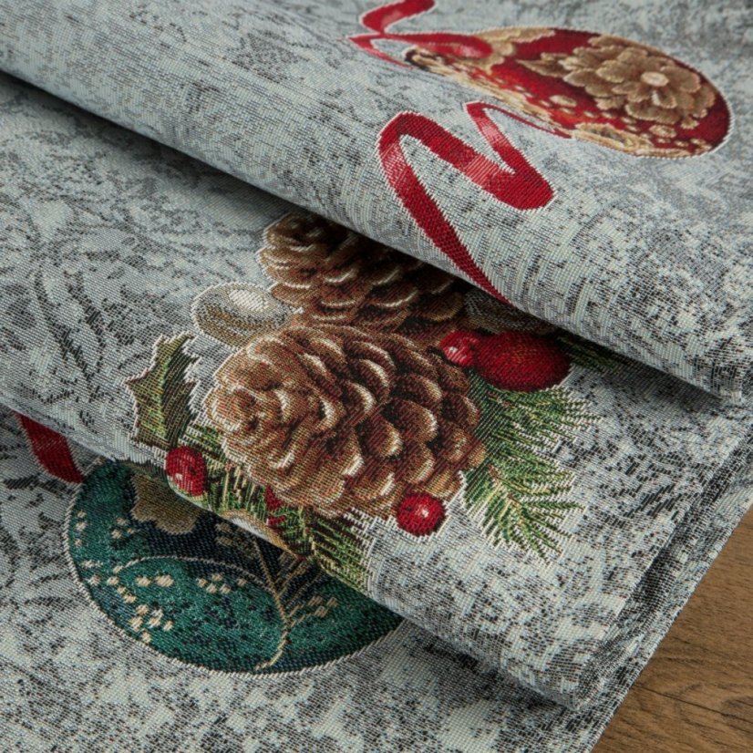 Gobelínový vianočný obrus strieborný so vzorom
