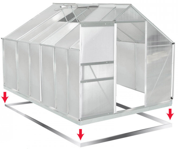 Polycarbonat-Gewächshaus 380 cm x 190 cm x195 cm - 7,22m2