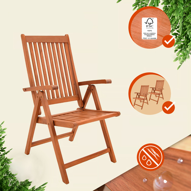 Összecsukható kerti székek VANAMO - 2 darabos készlet