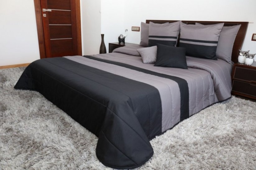 Prošívané šedě černé přikrývky na postel - Rozměr: Šířka: 240 cm | Délka: 260 cm