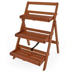 Sklopivi stalak za cvijeće od akacije 79 × 56 × 59 cm - 3 razine