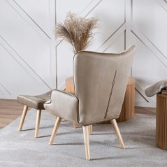 Pohodlné relaxační křeslo s podnožkou LOZANO - béžové