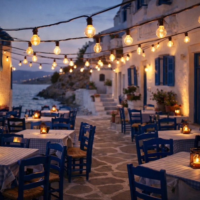 Vrvica vrtnih LED luči 15 m - 20 okrasnih žarnic G40, topla bela svetloba, IP44