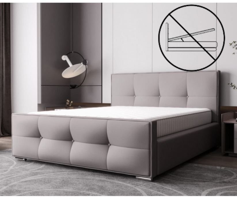 Luxusní čalouněná postel v glamour stylu světle šedá 180 x 200 cm