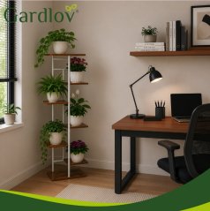 Suport metalic pentru flori în stil loft – alb 120 cm