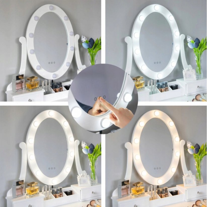 LETNÍ VÝPRODEJ Toaletní stolek se zrcadlem a LED světýlky