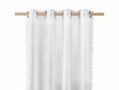 Štýlová biela záclona na kruhy s guličkami  140 x 250 cm