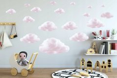 Сладък стикер за бебешка стена Розови облаци