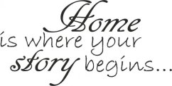 Adesivo murale HOME IS WHERE YOUR STORY BEGINS (La casa è dove inizia la tua storia)