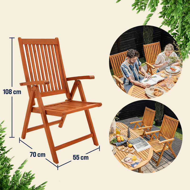 Összecsukható kerti székek VANAMO - 2 darabos készlet