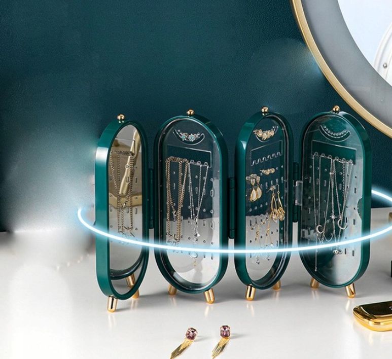Elegantní stojan na šperky ve tvaru krabičky - luxusní doplněk vašeho toaletního stolku - Barva: tyrkysová
