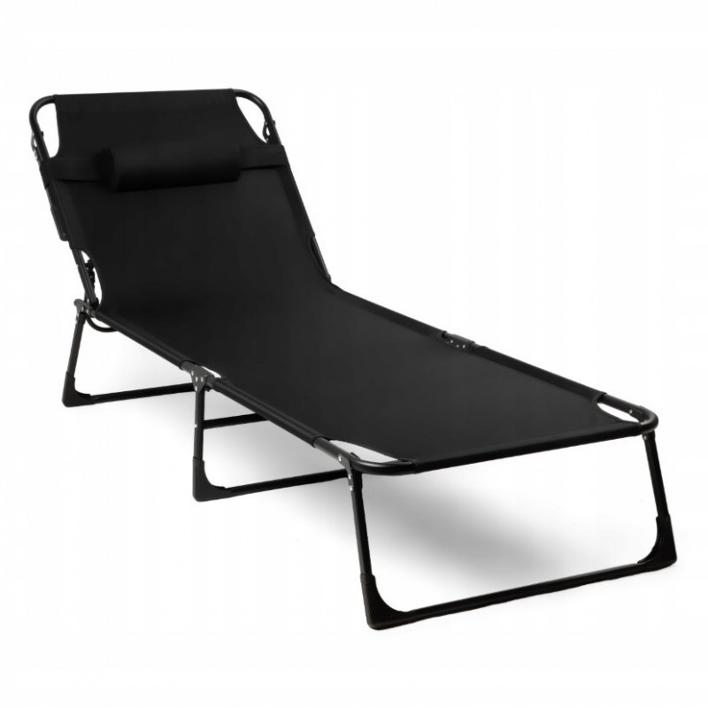 Skladacie turistické lehatko s matracom 190 x 68 cm čierne