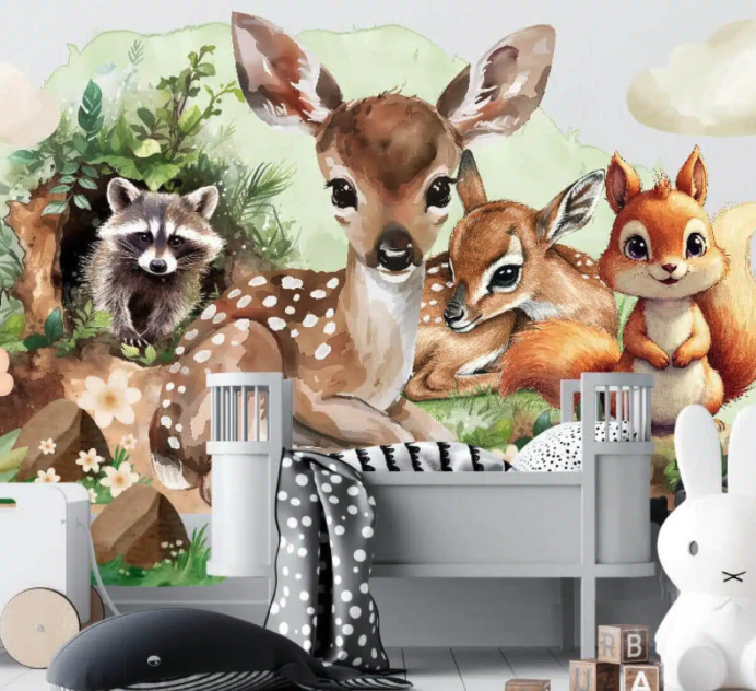 Akvarelová samolepka - lesní zvířata