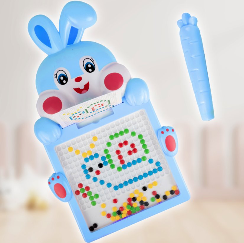 Oktató mágneses tábla gyerekeknek gyöngyökkel és sablonokkal