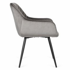Set de 2 scaune de sufragerie tapițate, cu cotiere – catifea gri