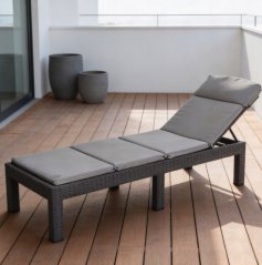 PREMIUM összecsukható nyugágy medencéhez és teraszra - szürke párnával