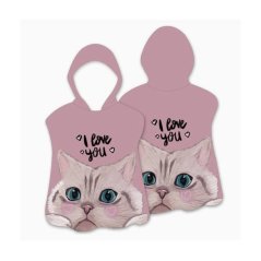 Poncho da spiaggia per bambini rosa con gatto