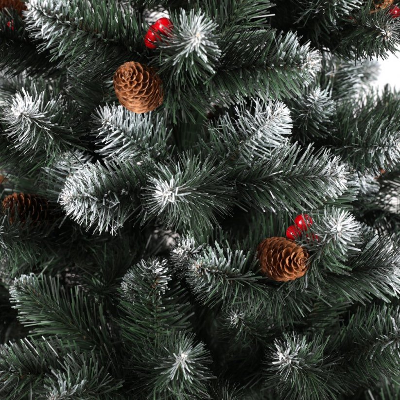 Mesterséges karácsonyfa fenyőfa vörös rózsafával és fenyőtobozokkal 180 cm