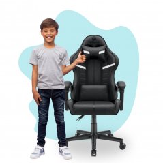 Детски стол за игра HC - 1004 черен с бели детайли