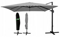Сив градински чадър със стойка 3 x 4 м