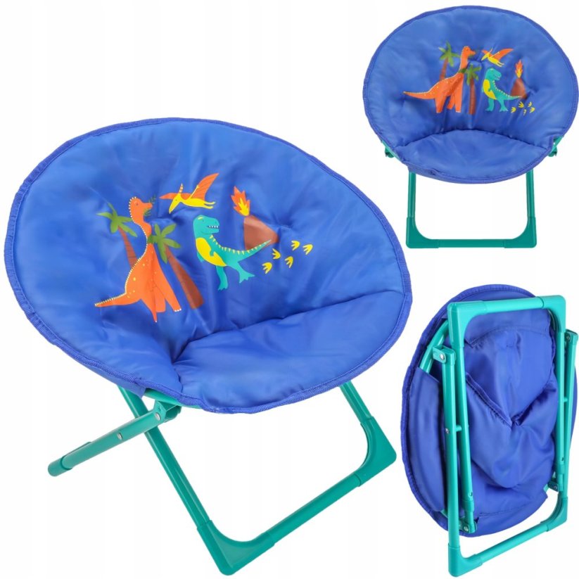 Dječja stolica za kampiranje plava s dinosaurima