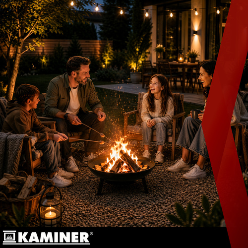 Kerti grill háromlábú állvánnyal – 58 cm-es, felfüggesztett rozsdamentes acél rács tűztérrel