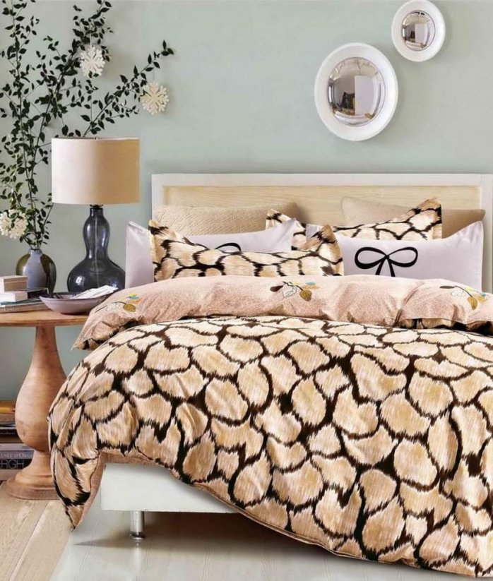 Štýlové béžové obojstranné posteľné obliečky s listami
