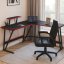 Birou de gaming de colț BG02 - negru cu raft pentru monitor