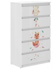Hochwertige Kinderkommode mit süßem Fuchs 121x40x70 cm