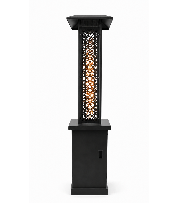 Stylový plynový terasový ohřívač s efektem plamene o výkonu 13 kW – 121 cm, černý