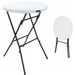 Összecsukható, álló bárasztal Ø72 cm - fehér, magasság 110 cm