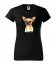 Elegantna ženska bombažna majica s potiskom psa čivave