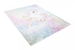 Bunter Kinderteppich mit Einhornmotiv 