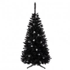Črna božična jelka z okraski 220 cm