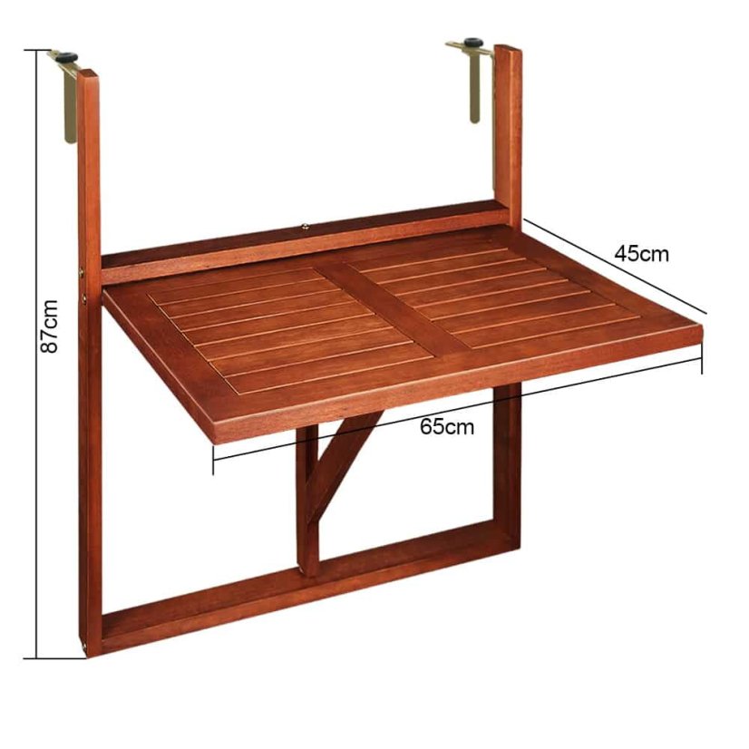 Klappbarer Balkontisch aus Akazienholz - 65 x 45 x 87 cm