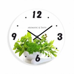 Nástěnné kuchyňské hodiny s bylinkami
