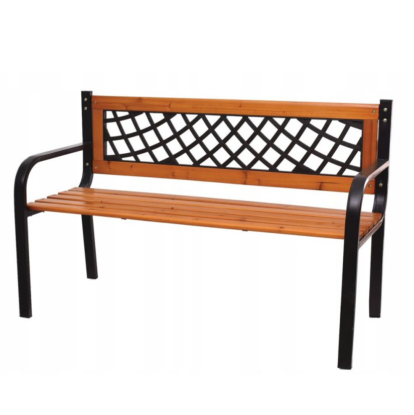 Lesena vrtna klop s kovinskim okvirjem 118 x 60 x 85 cm