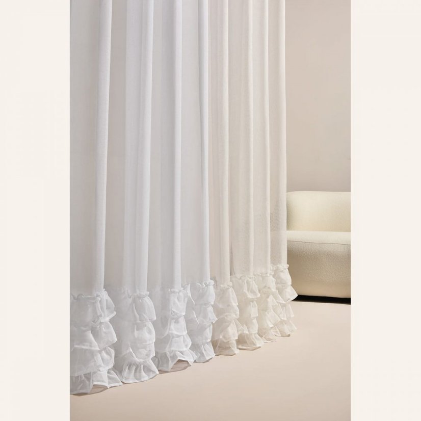 Flavia Fehér színű függöny fodorral fémkarikákon 300 x 250 cm