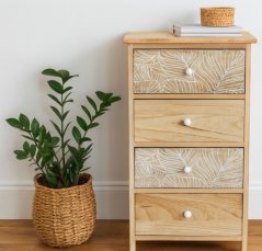 Komoda LUIZA so 4 zásuvkami – boho dizajn, 40 x 29 x 73 cm