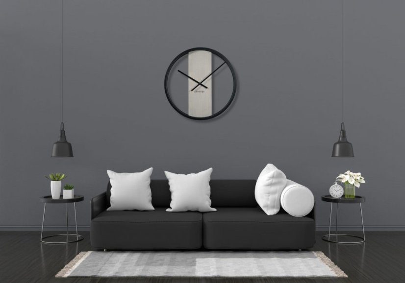Weiße - schwarze runde Wanduhr
