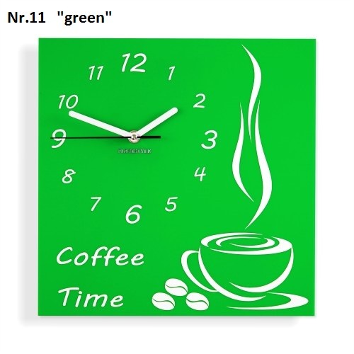 Coffee Time nástěnné kuchyňské hodiny - Barva produktu: Žlutá