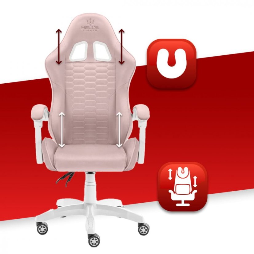 HC-1000 játékszék rózsaszín-fehér szövet