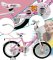 Bicicletta per bambini con ruote ausiliarie, barra di guida, cestino e campanello