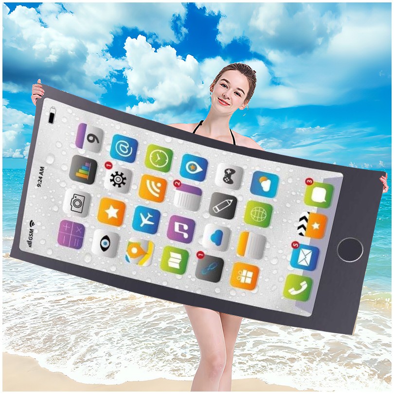 Плажна кърпа с мотив мобилен телефон 100 х 180 см